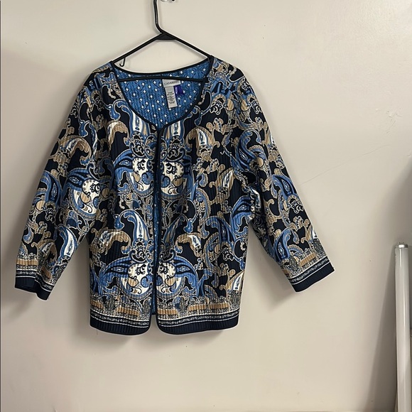 Catherines Sweaters - Catherines Blue and Black Patterned Cardigan